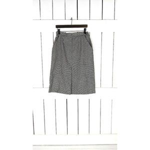 Vintage Russ black white hounds tooth paid pocket wool mid length pencil skirt